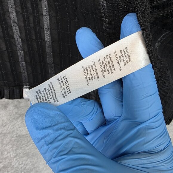 Chicos Collection Jacket Womens L Black White Striped Open Front Kimono Cardigan - Picture 7 of 10